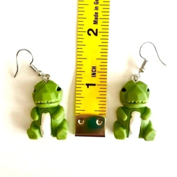 Cute Resin Dinosaur T-Rex Easter Spring Drop Earrings NWT - Picture 3 of 3